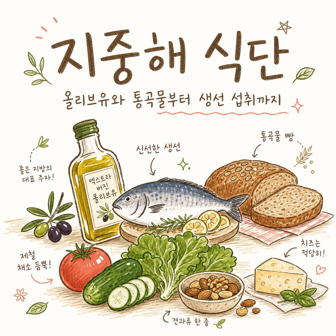 지중해 식단 — 올리브유와 통곡물부터 생선 섭취까지