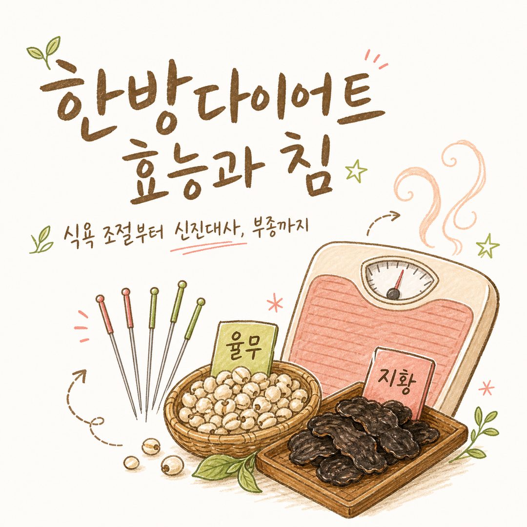 한방다이어트 효능과 침 — 식욕 조절부터 신진대사, 부종까지
