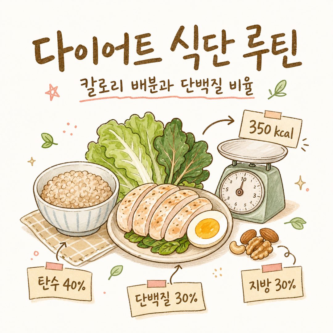 다이어트 식단 루틴 — 칼로리 배분과 단백질 비율, 4주 계획 짚어보기