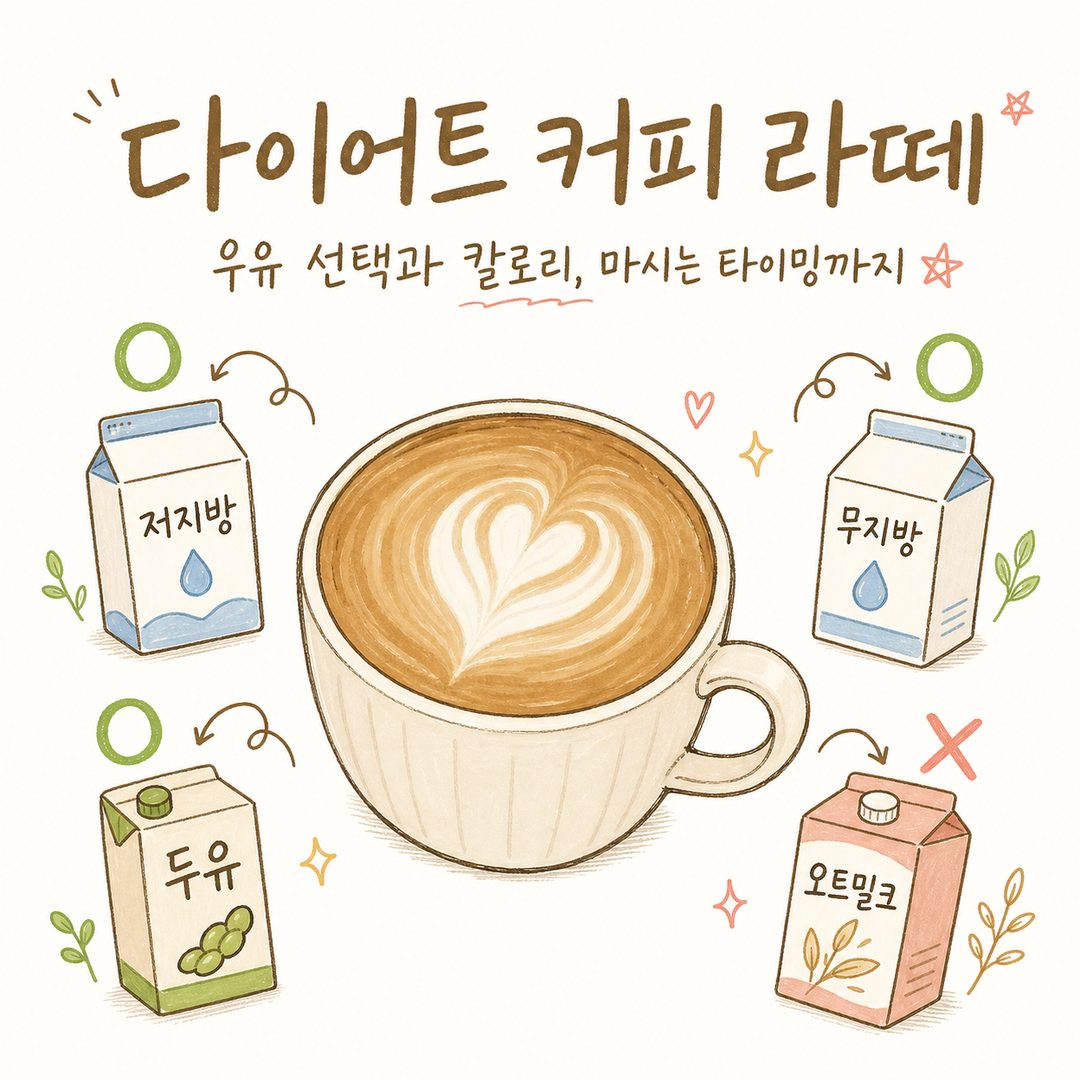 다이어트 커피 라떼 — 우유 선택과 칼로리, 마시는 타이밍까지