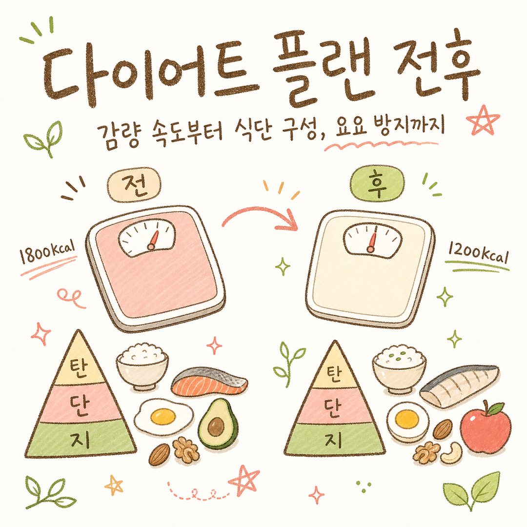 다이어트 플랜 전후 — 감량 속도부터 식단 구성, 요요 방지까지