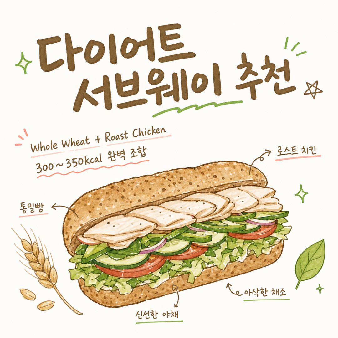 다이어트 서브웨이 추천 — 위트빵과 로스트 치킨, 소스 조합까지
