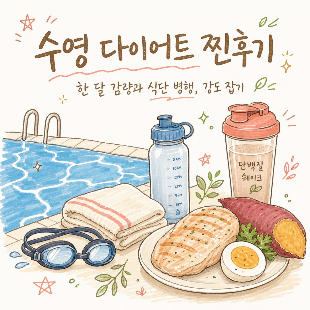수영 다이어트 찐후기 — 한 달 감량과 식단 병행, 강도 잡기