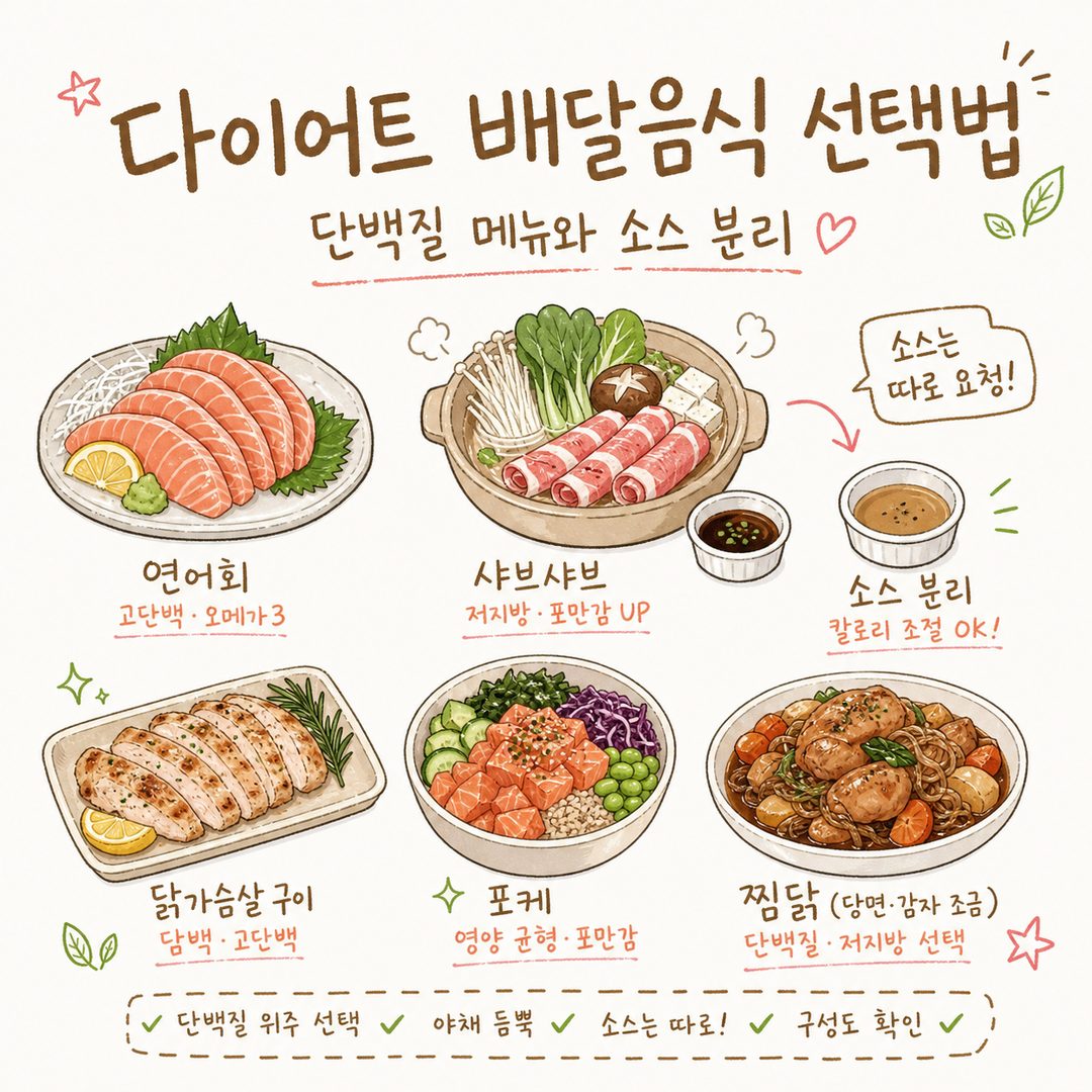 다이어트 배달음식 — 단백질 메뉴와 소스 분리, 고르는 법