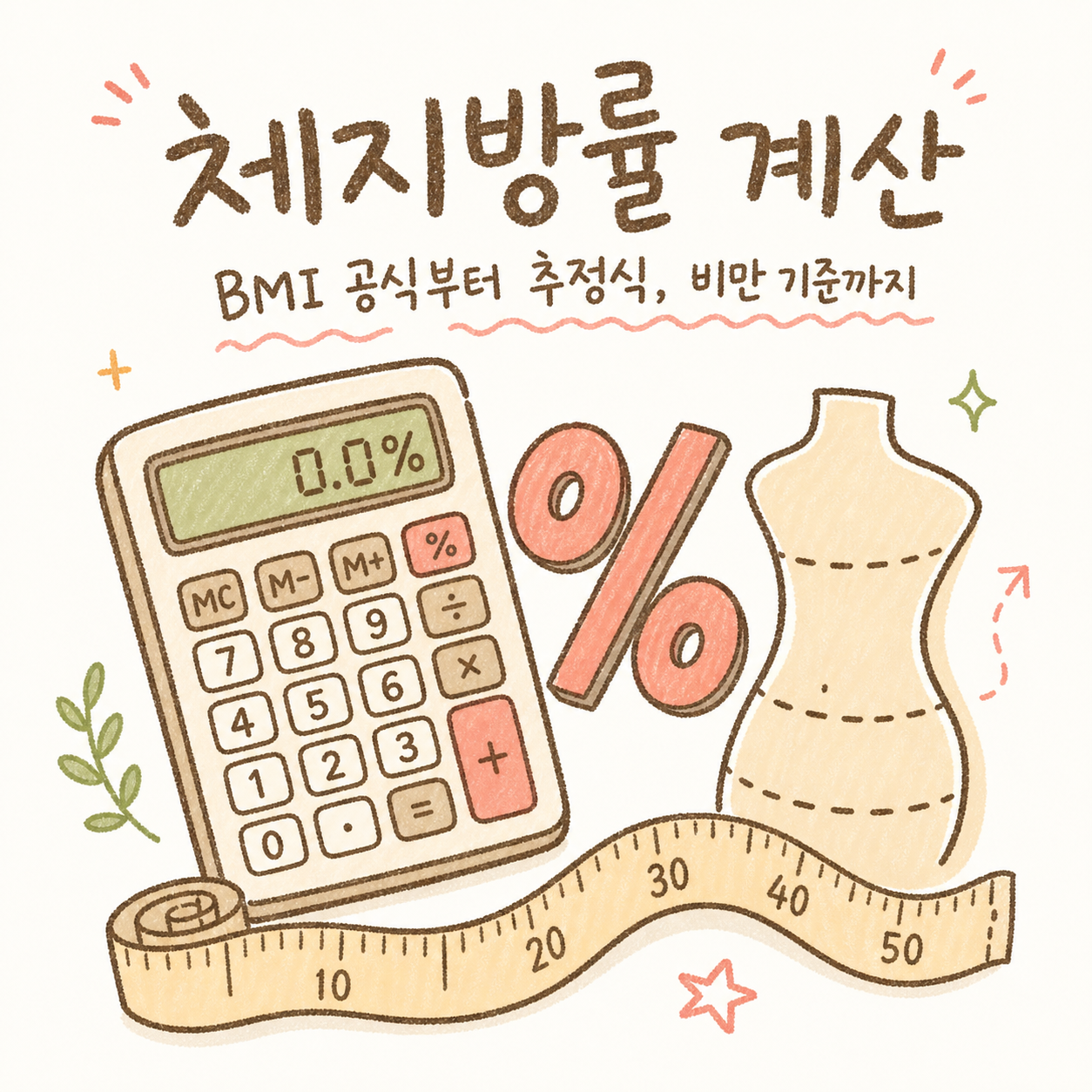 체지방률 계산 — BMI 공식부터 추정식, 비만 기준까지