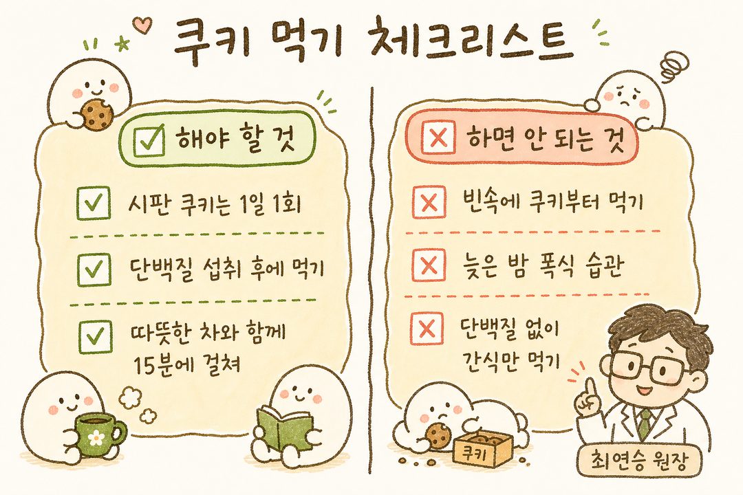 ✅체크리스트 형식으로 실천 포인트를 정렬. ✅ 해야 할 것은 초록색 박스에, ✗ 하면 안 되는 것은 빨간색 박스에 각각 배치하여 시각적 구분을 명확히 함. 한눈에 행동 지침을 파악