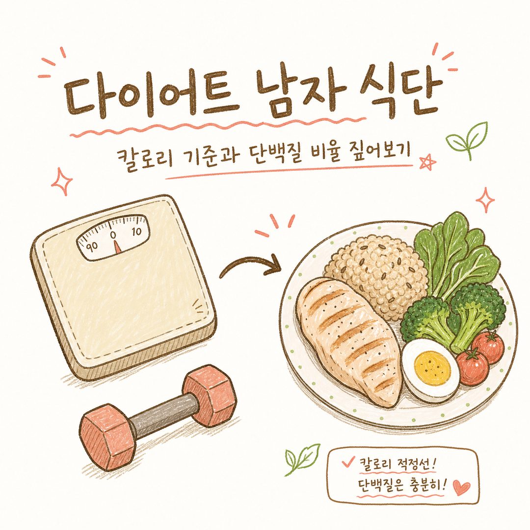 다이어트 남자 식단 — 칼로리 기준과 단백질 비율 짚어보기