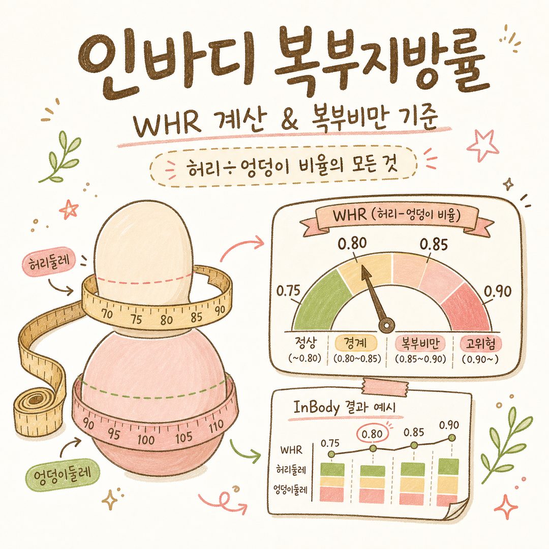 인바디 복부지방률 — WHR 계산부터 0.8 의미, 복부비만 기준까지