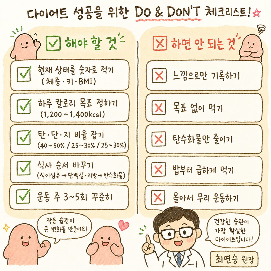 체크리스트 박스 5개를 세로로 나열. 각 항목 앞에 체크마크 아이콘(✓). 배경은 밝은 색감으로 실행 가능한 느낌 강조