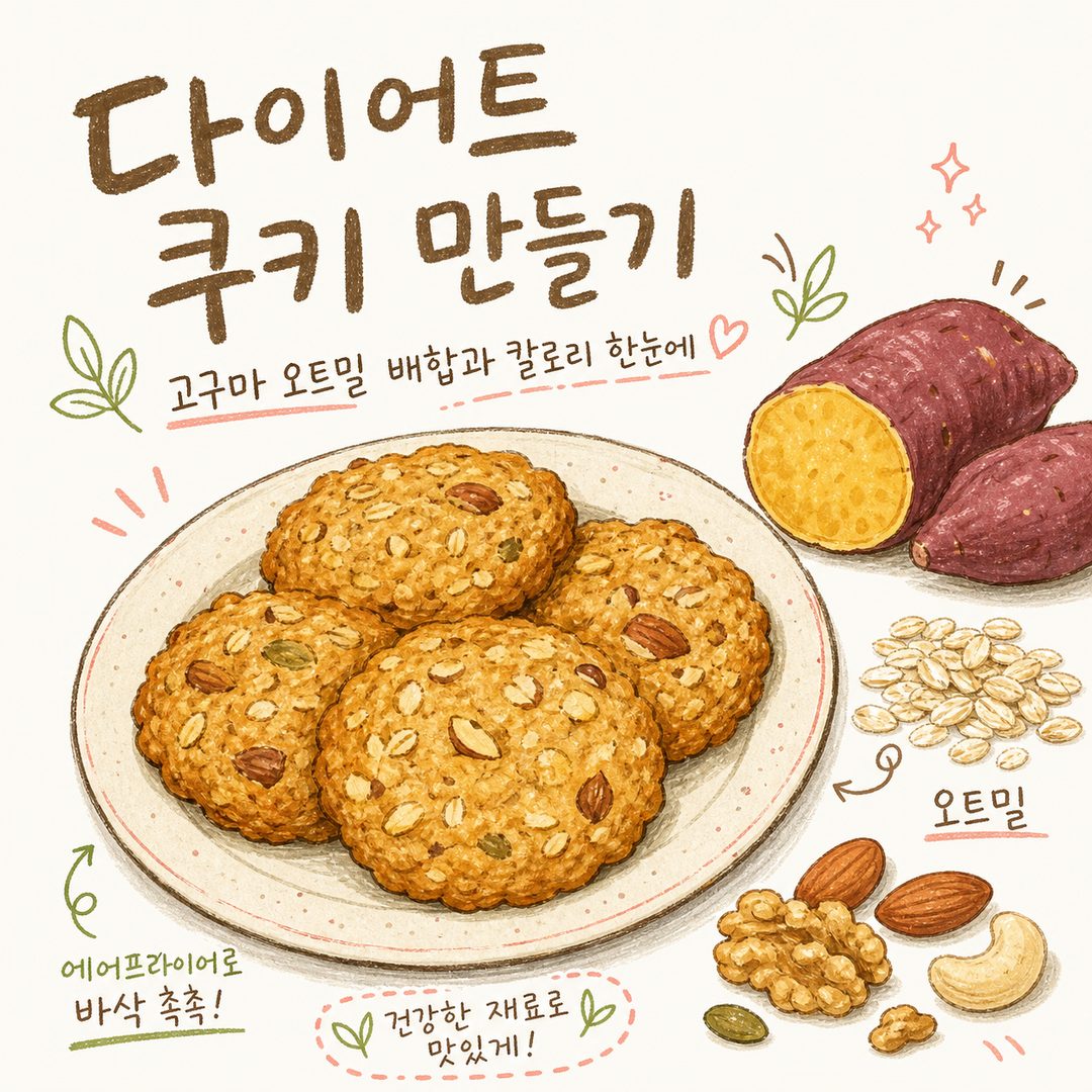 다이어트 쿠키 만들기 — 고구마 오트밀 배합과 칼로리 한눈에
