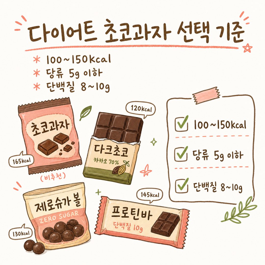 다이어트 초코과자 — 칼로리 기준과 카카오 70%, 단백질 챙기기