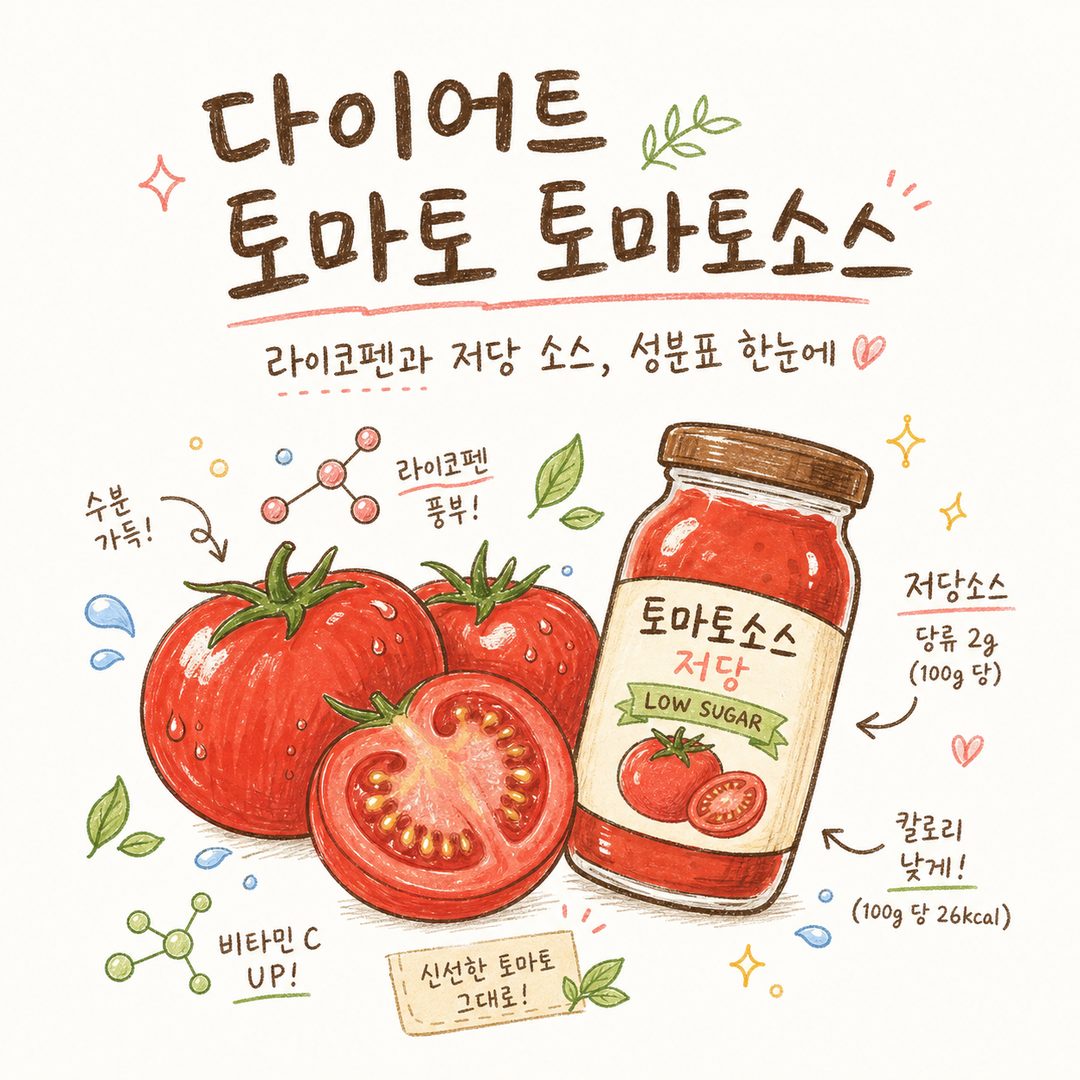 다이어트 토마토 토마토소스 — 라이코펜과 저당 소스, 성분표 한눈에
