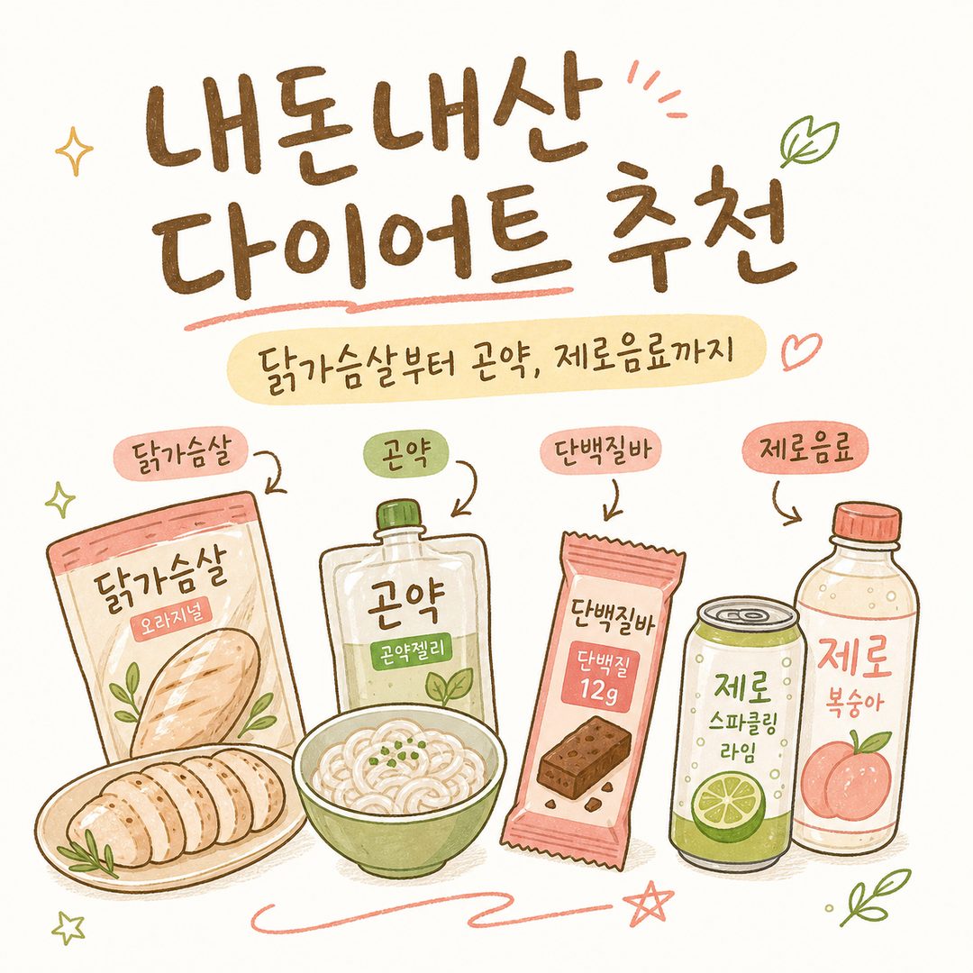 On the left, a ❌ failing pattern (skipping breakfast → eating out → latte/cookies → late-night delivery) is shown as a cluttered and heavy image. On the right, a ✅ successful pattern (soy milk → half bowl of rice → protein bar/sparkling water → chicken breast/konjac noodles) is shown.
