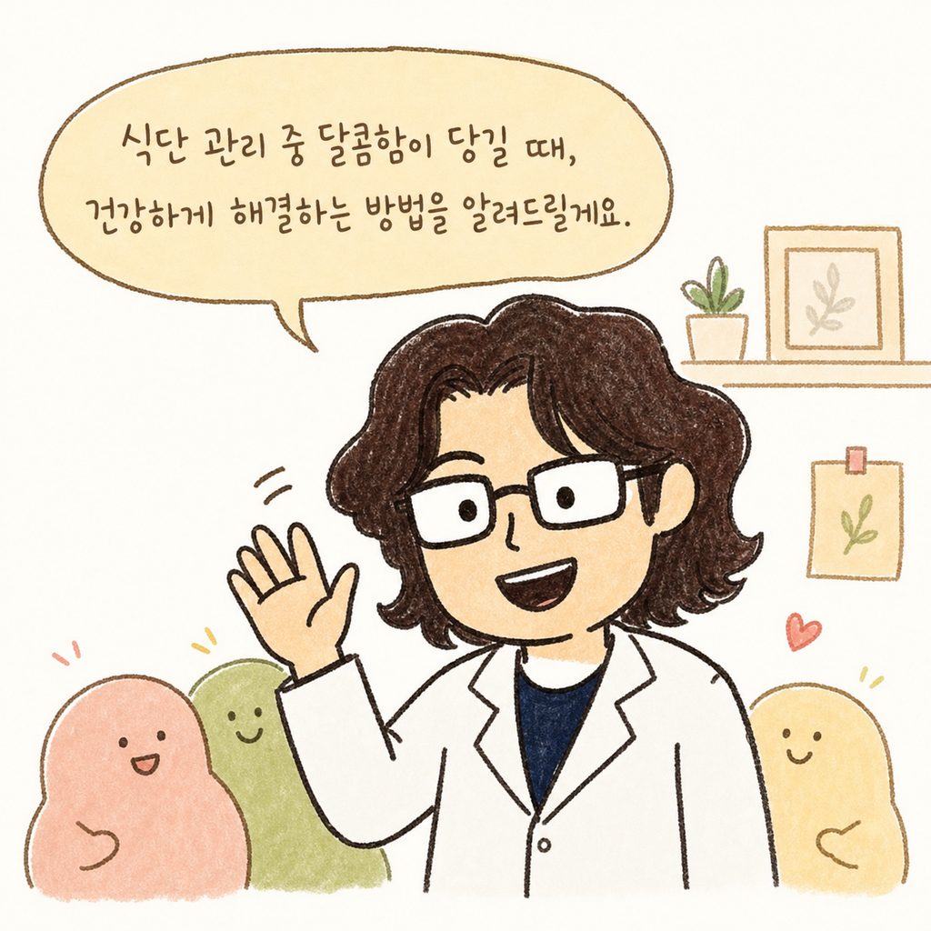 다이어트 키위 스무디 안내를 시작하는 의료진 일러스트