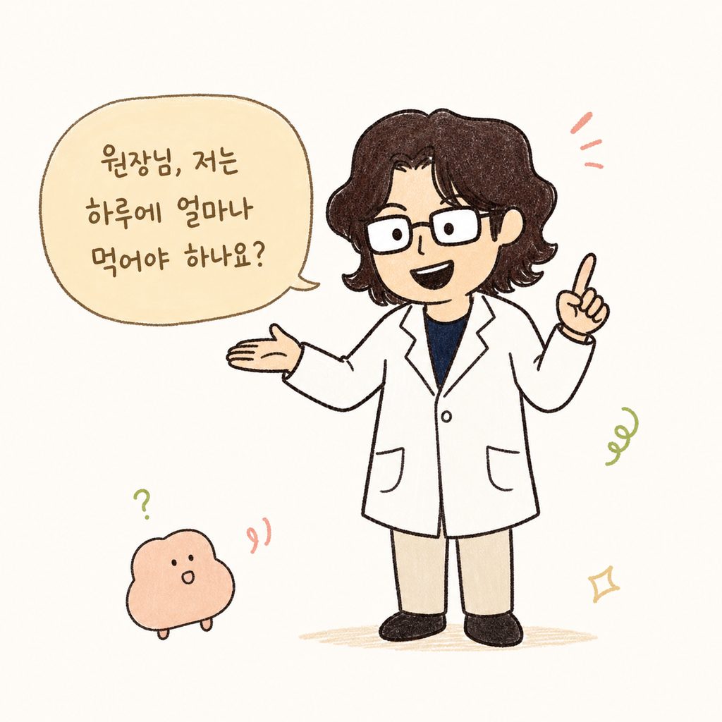 가운을 입은 친절한 인상의 의사 캐릭터가 진료실에서 환자를 맞이하며 환영하는 모습