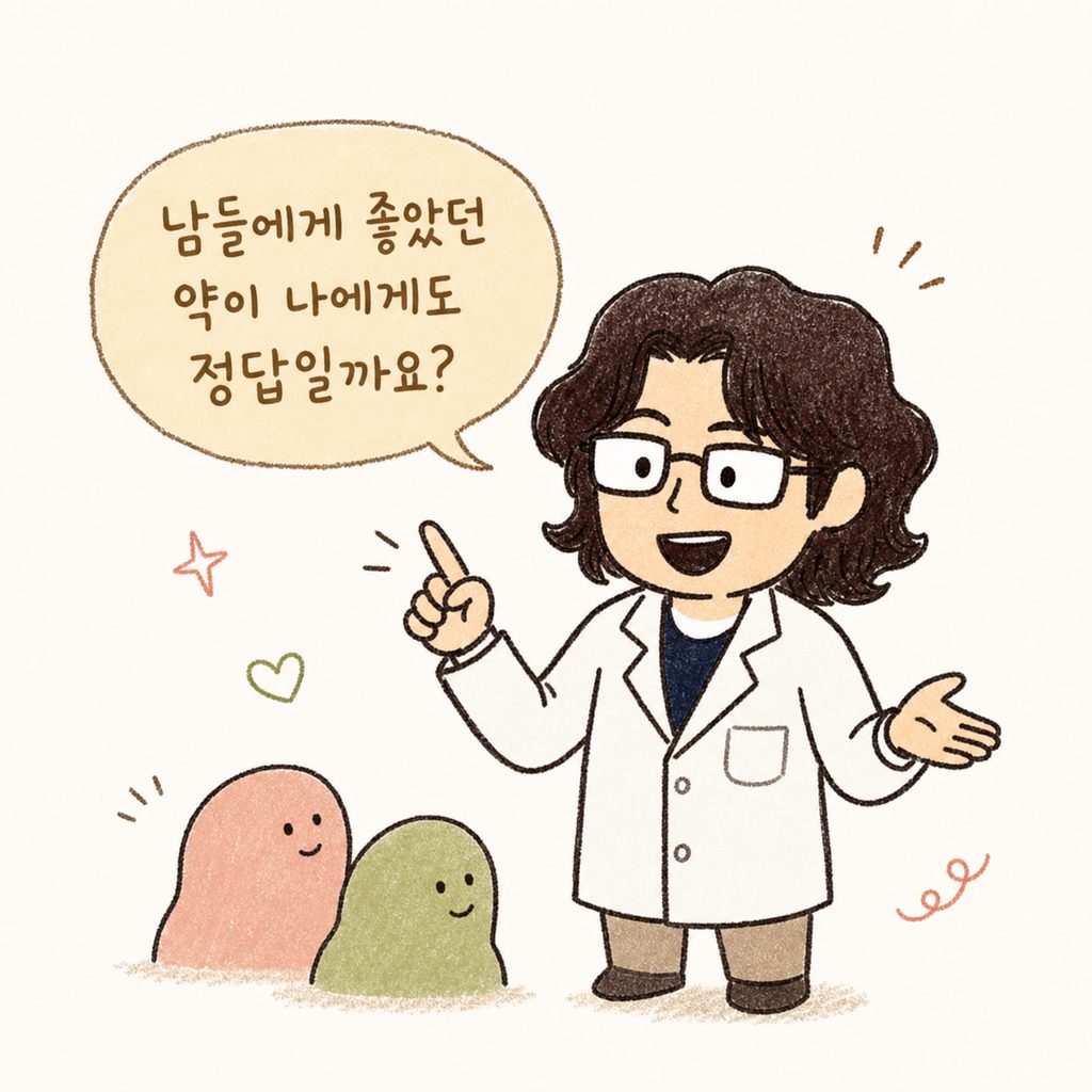 친절한 표정의 한의사 캐릭터가 진료실에서 환자를 맞이하며 다정하게 이야기를 시작하는 모습