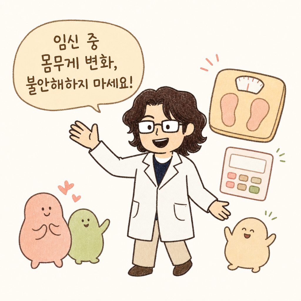친절한 인상의 한의사 캐릭터가 환영하는 포즈로 등장하며, 옆에는 체중계와 BMI 계산기가 떠 있는 모습