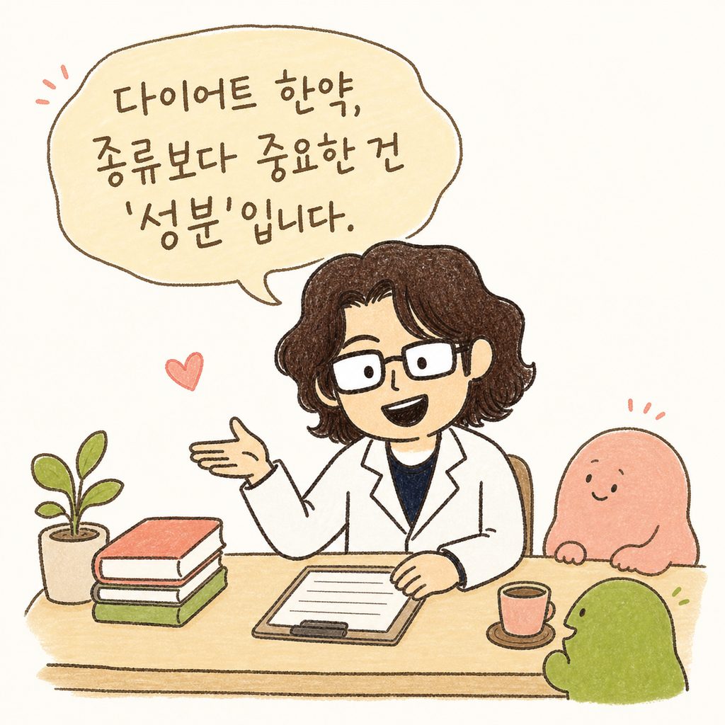 인자한 표정의 한의사 캐릭터가 진료실 책상 앞에 앉아 환자를 맞이하며 친절하게 설명을 시작하는 모습.