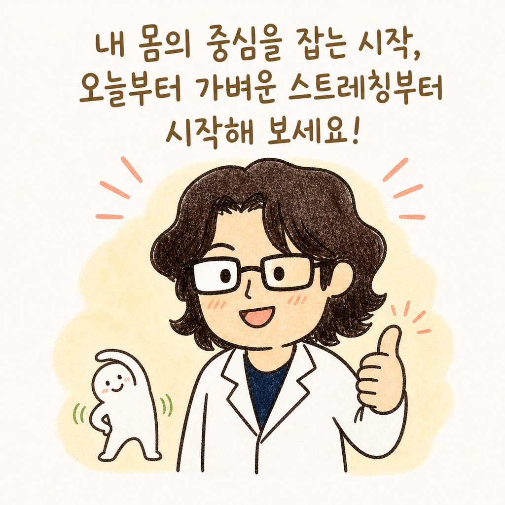 医生角色竖起大拇指鼓励的样子。旁边布置着进行轻微拉伸的小图标