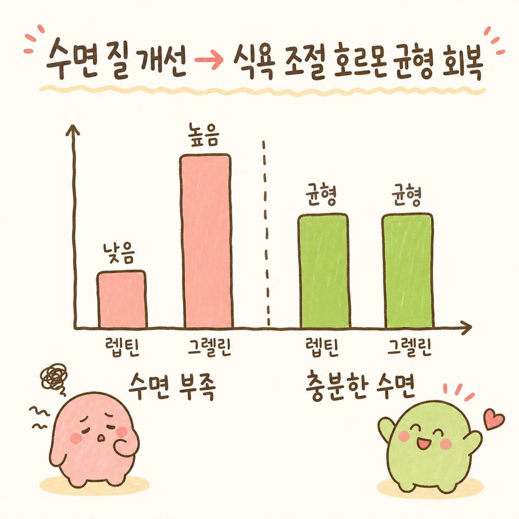 A simple bar chart comparing 'Lack of Sleep' vs 'Adequate Sleep' in terms of appetite hormone balanc