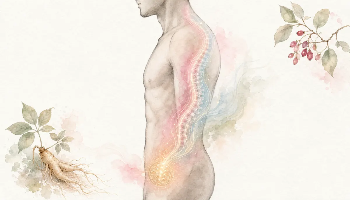 황제단 한방 치료 — 남성 활력 및 신장 경락 이미지