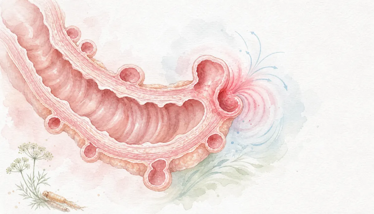 게실증 · 게실염 한방 치료 — 대장 게실 및 장벽 구조 이미지