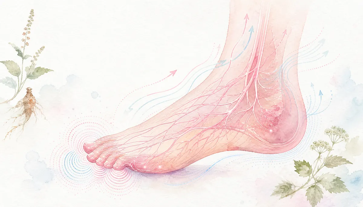 발저림의 분포와 감각, 보행·균형과 발 피부 상태를 확인하는 진료 장면