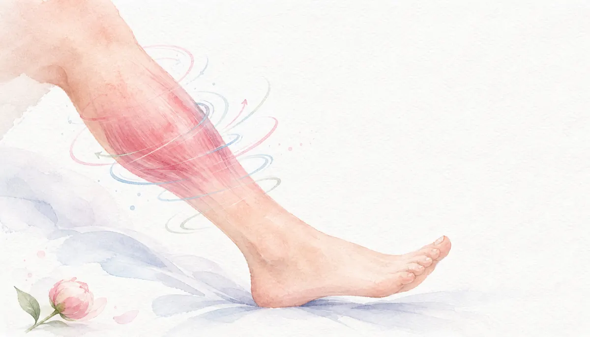 야간 다리 경련의 발생 시간과 부위, 부종·감각·보행 변화를 확인하는 진료 장면
